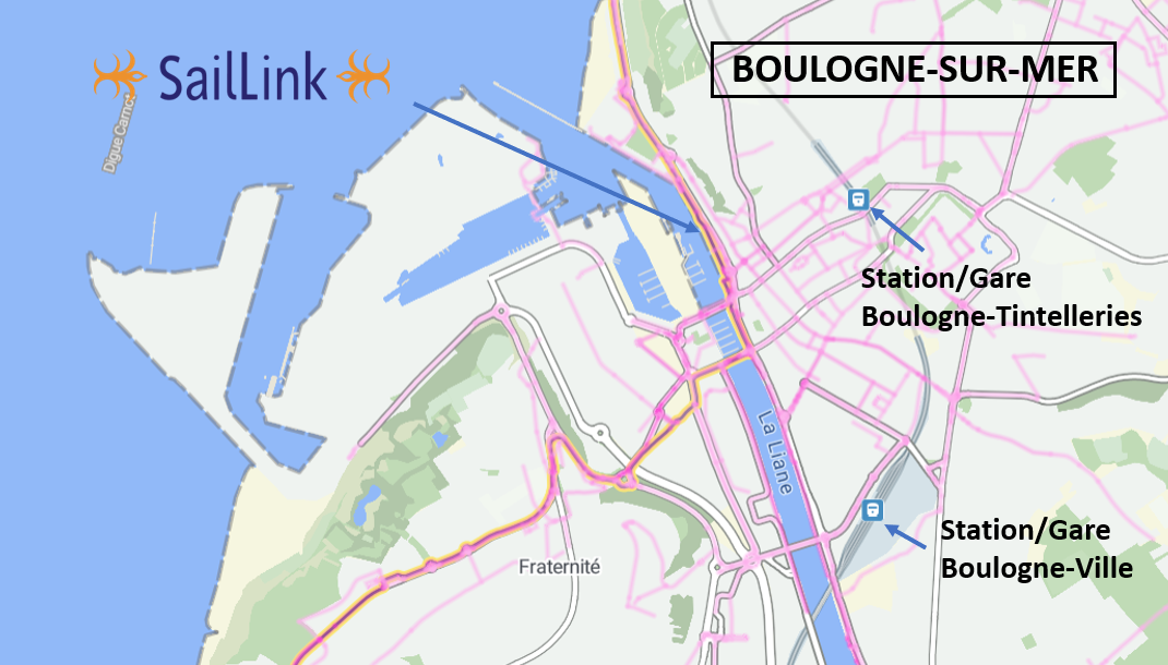 Map access to Boulogne port