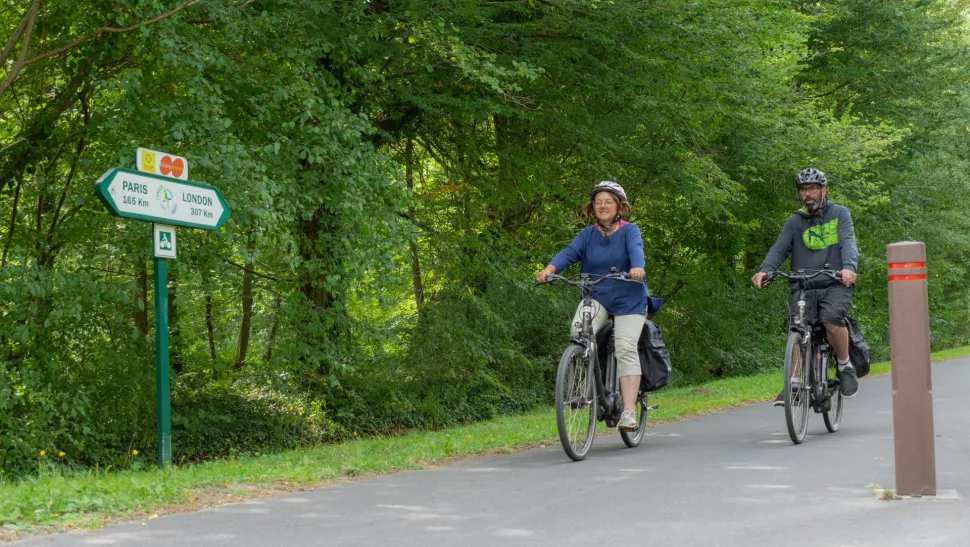 Avenue Verte cycling path through Norman forest, London to Paris by bike