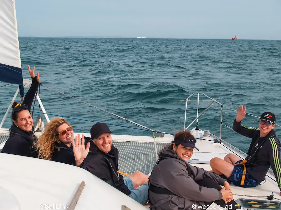 Passengers aboard the SailLink catamaran crossing the Channel from Dover to Boulogne